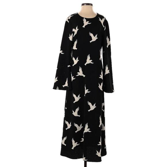 STINE GOYA ALINA JERSEY DRESS in STARS Black Blue White Size XS Long Sleeve Midi - Picture 4 of 5
